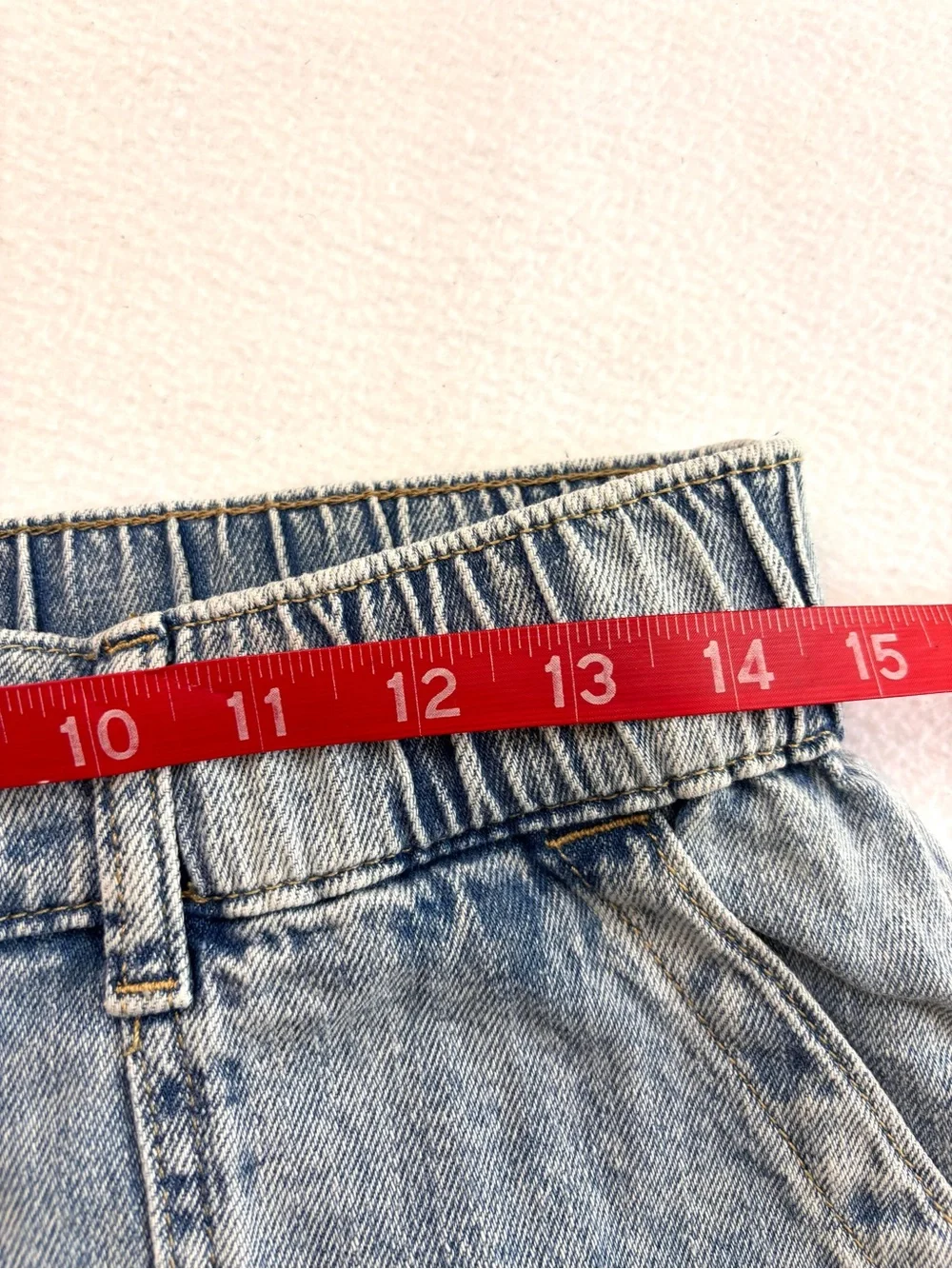 Gap Easy Denim Utility Short Elastic High Rise Front Patch Pockets Acid Wash (M)